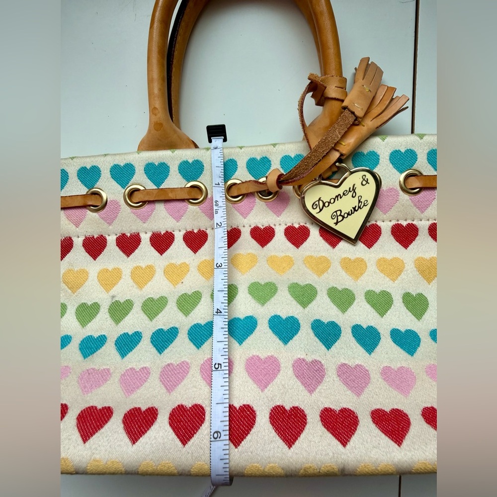 VINTAGE Dooney & Bourke Hearts Canvas Satchel EARLY 2000s Y2K authentic - Picture 9 of 12